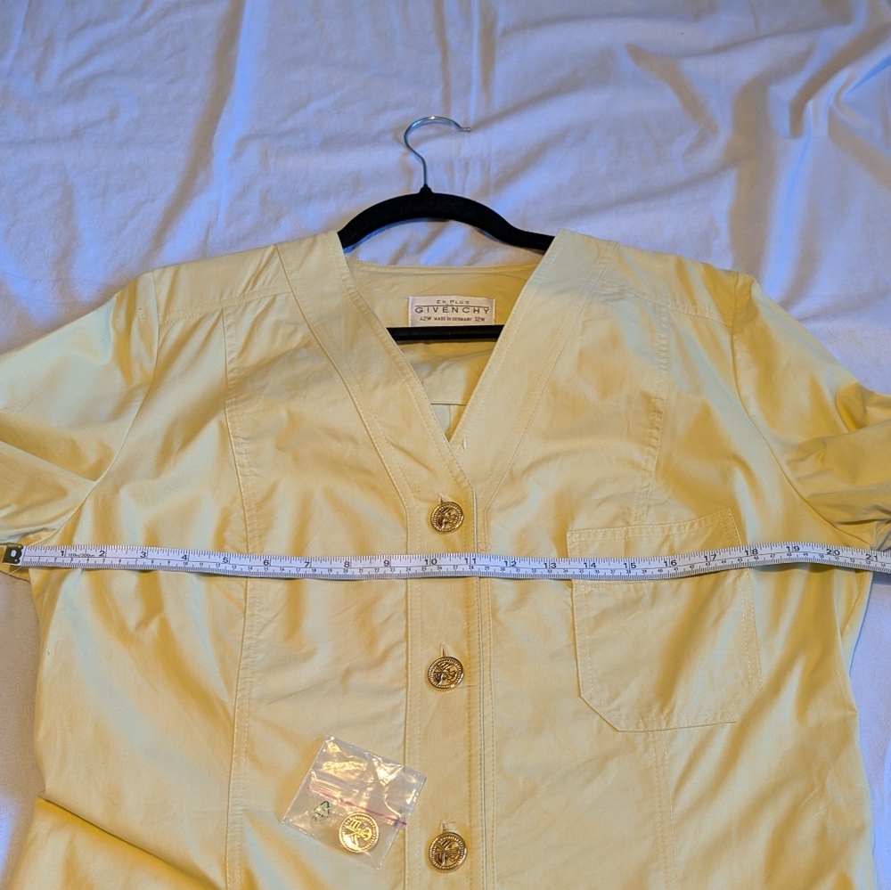Vintage Givenchy En Plus Butter Yellow Safari Utility Midi Shirt Dress 12W - Picture 6 of 13